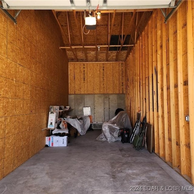 garage with a garage door opener