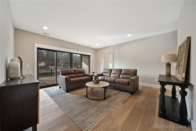 living room featuring light hardwood / wood-style floors