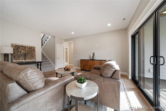 living room featuring light hardwood / wood-style floors