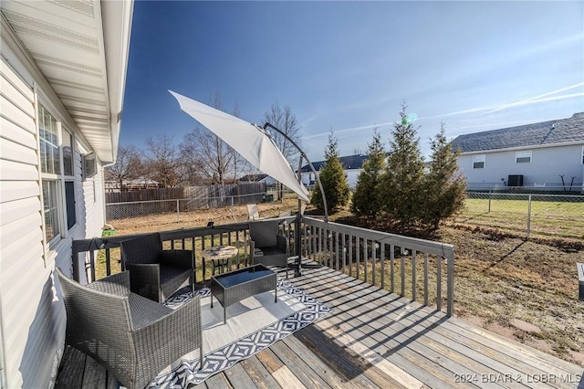 deck featuring an outdoor living space