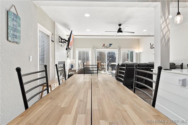 interior space with a textured ceiling