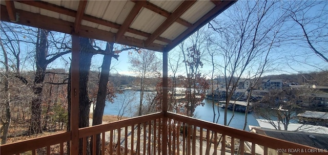 deck with a water view