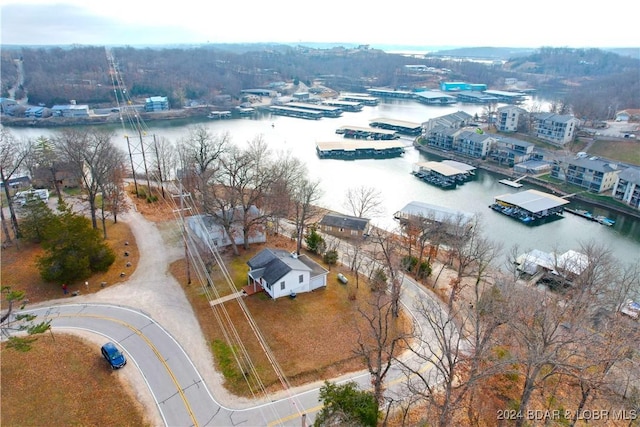 bird's eye view featuring a water view