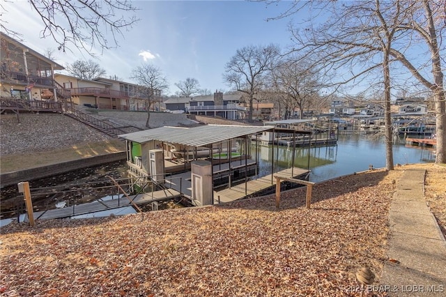 view of dock featuring a water view