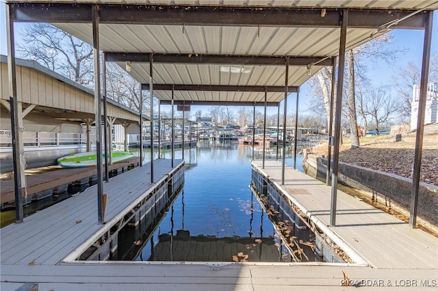 view of dock featuring a water view