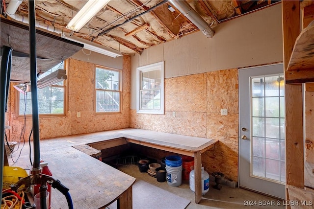 interior space with concrete floors