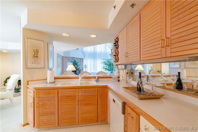 kitchen featuring white dishwasher and sink