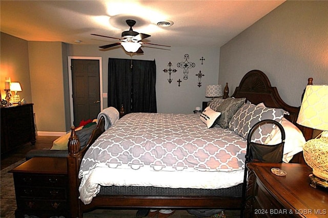 bedroom with a closet and ceiling fan