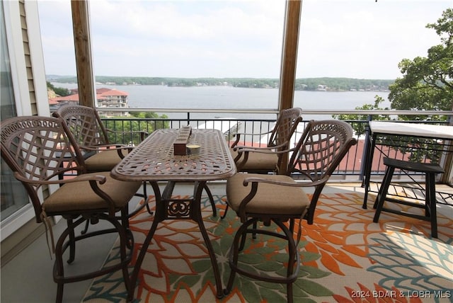 balcony with a water view