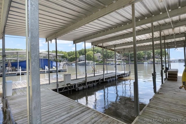 view of dock featuring a water view