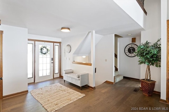 entryway featuring dark wood-type flooring