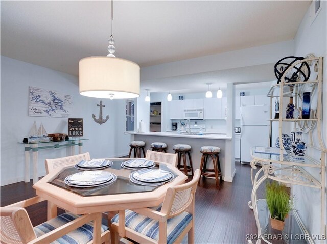 dining room with dark wood-type flooring