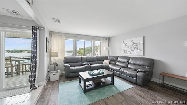 living room featuring hardwood / wood-style flooring