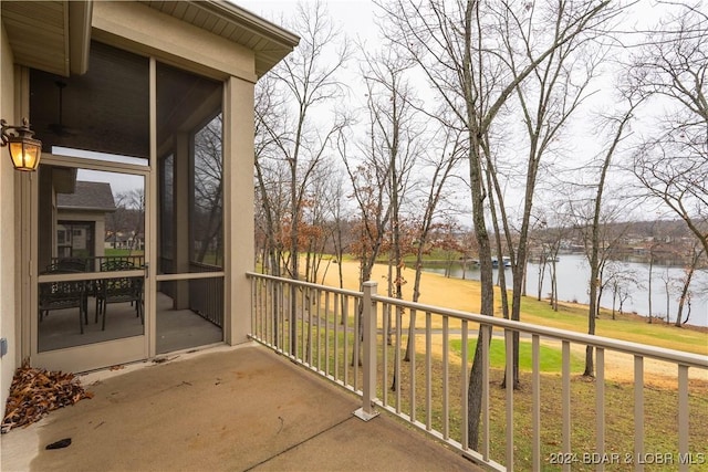 balcony with a water view