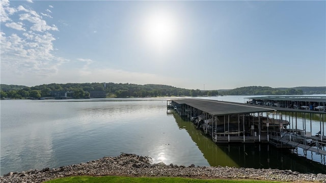 view of dock featuring a water view