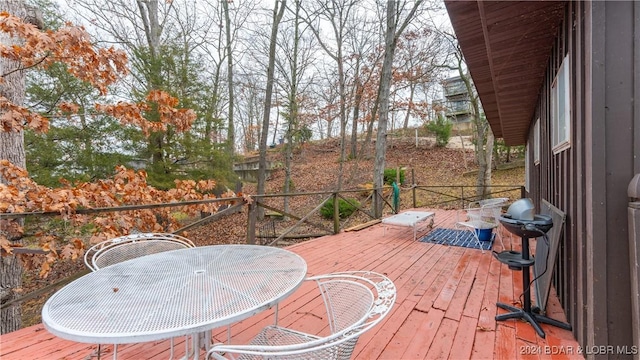 deck featuring area for grilling