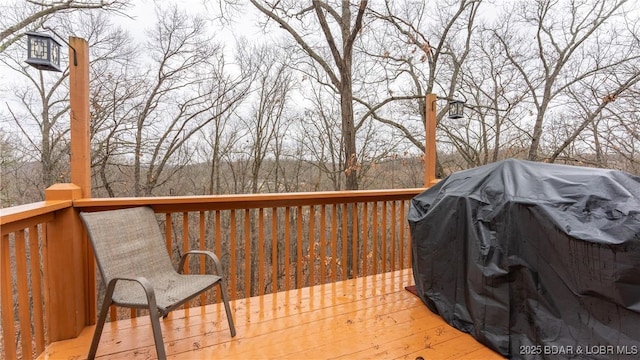 wooden deck with area for grilling