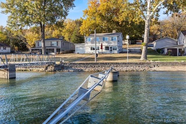 view of dock featuring a water view