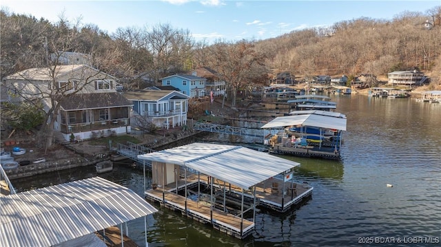 dock area featuring a water view