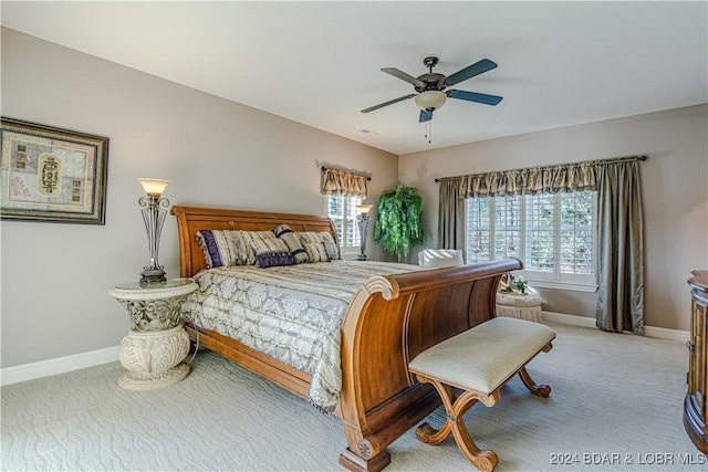 bedroom with carpet flooring and ceiling fan