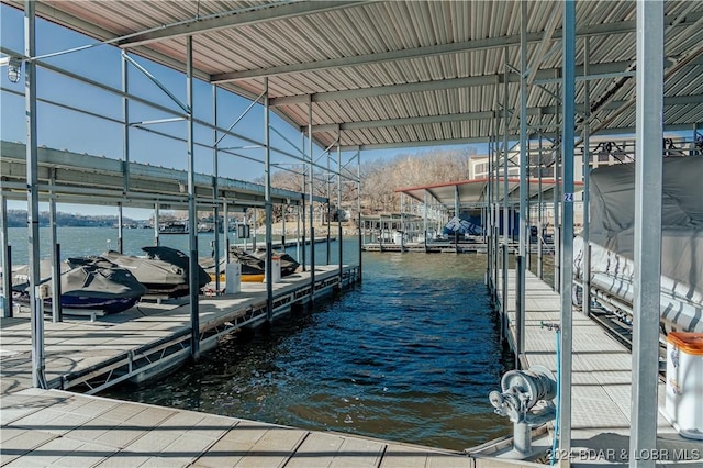 view of dock featuring a water view