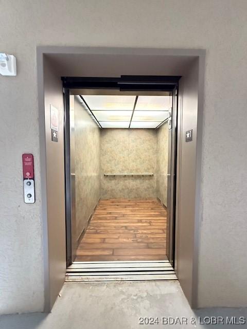 interior space with elevator