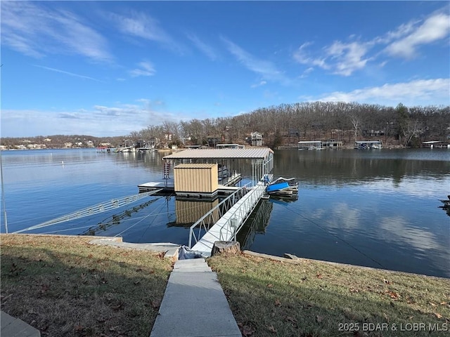 view of dock featuring a water view