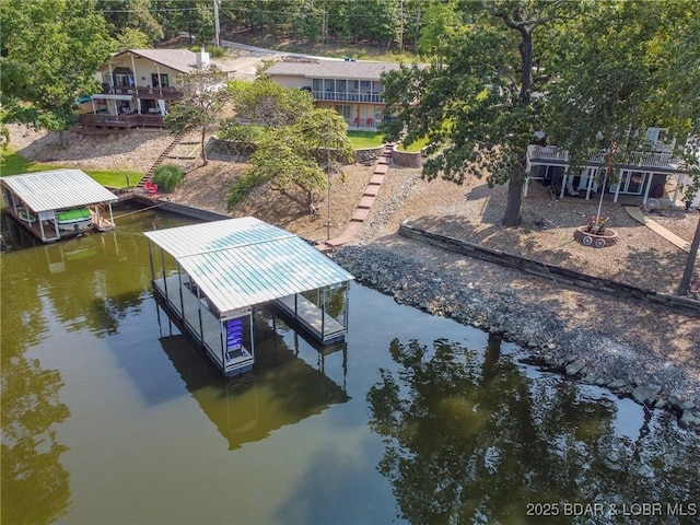 dock area featuring a water view