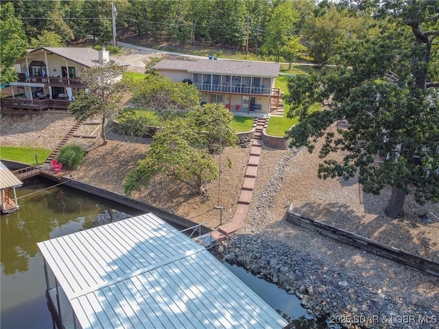 exterior space featuring a water view