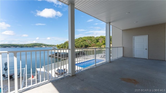 balcony with a water view