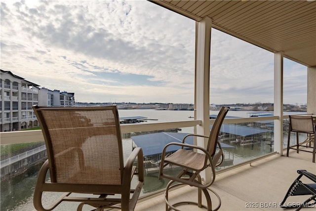 balcony with a water view