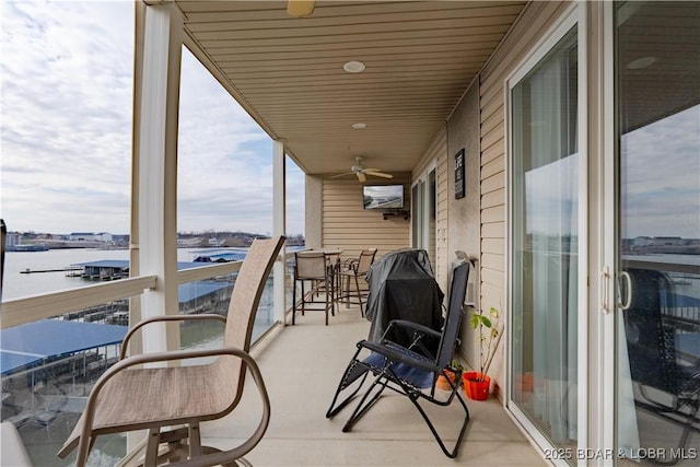 balcony with a water view