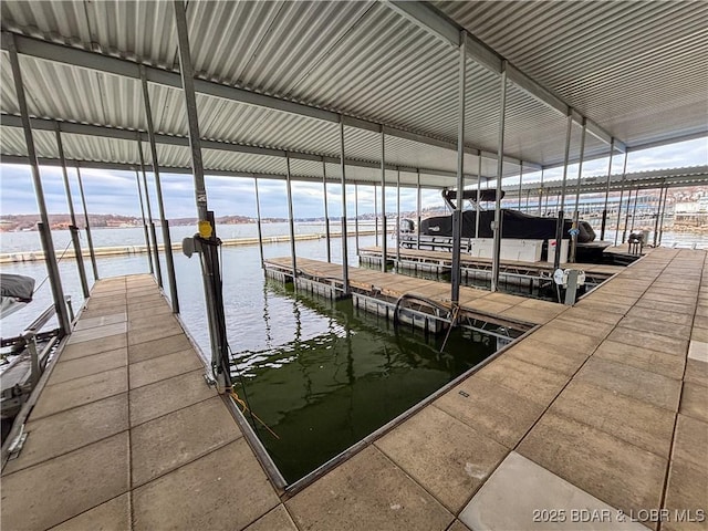 view of dock featuring a water view