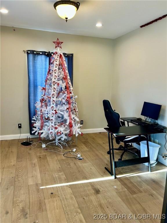 office space featuring hardwood / wood-style floors