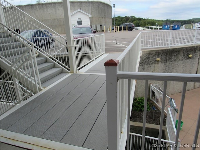 deck featuring stairway