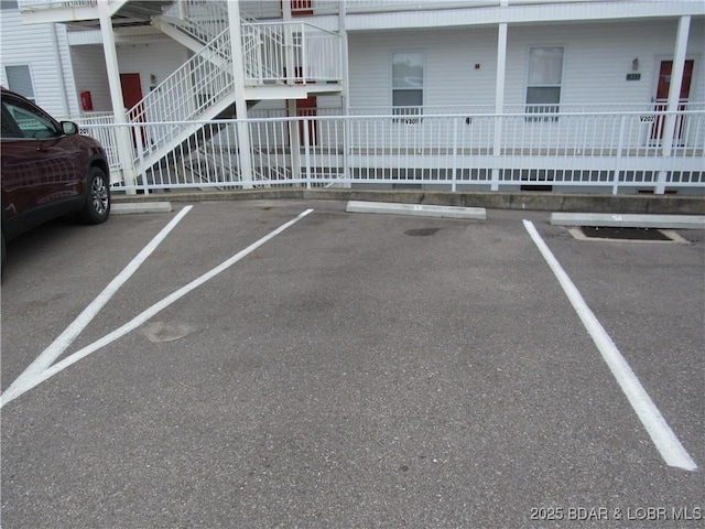 uncovered parking lot with stairs