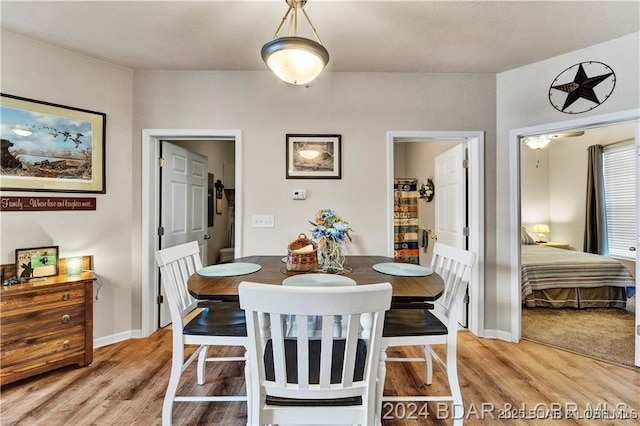 dining area with light hardwood / wood-style flooring