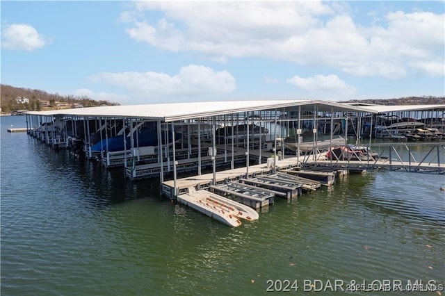 view of dock featuring a water view