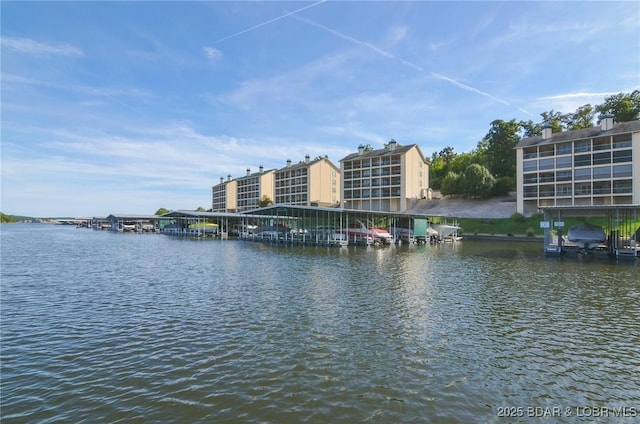 water view with a boat dock