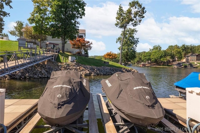 view of dock featuring a water view