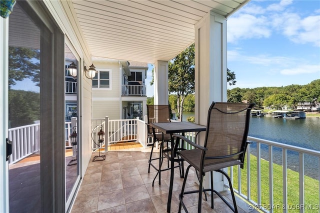 balcony with a water view