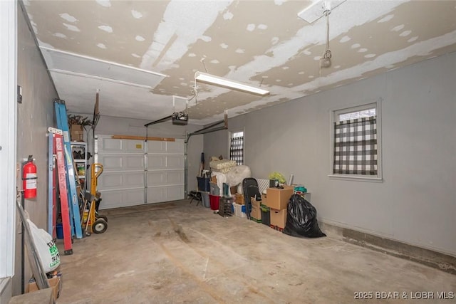 garage with a garage door opener