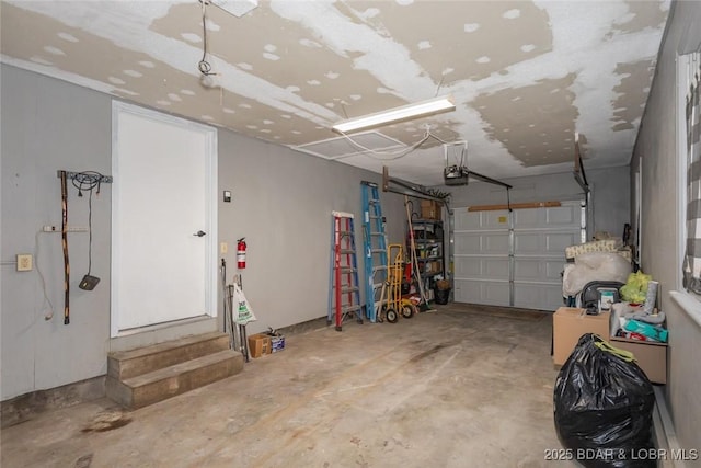 garage with a garage door opener