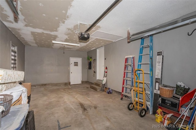 garage with a garage door opener