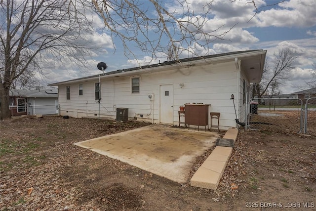 back of house featuring central AC and a patio