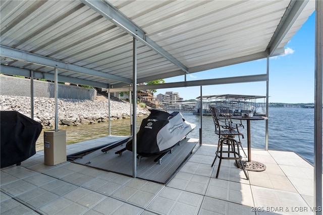 view of dock featuring a water view