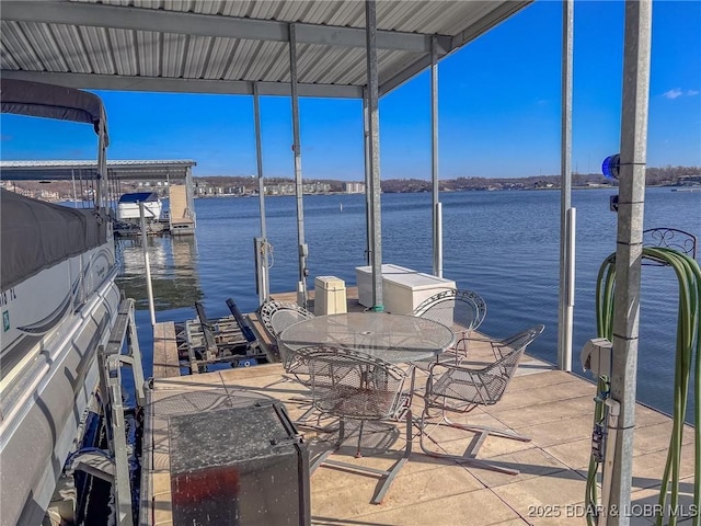 dock area featuring a water view