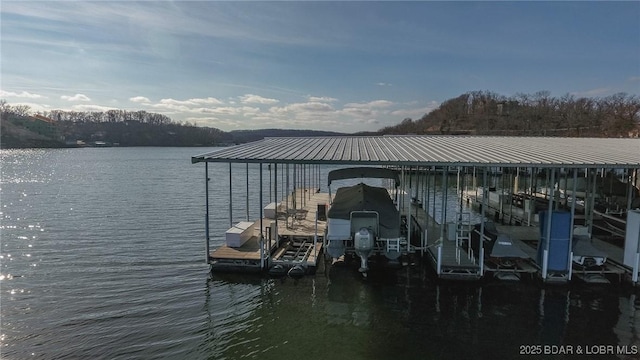 view of dock featuring a water view