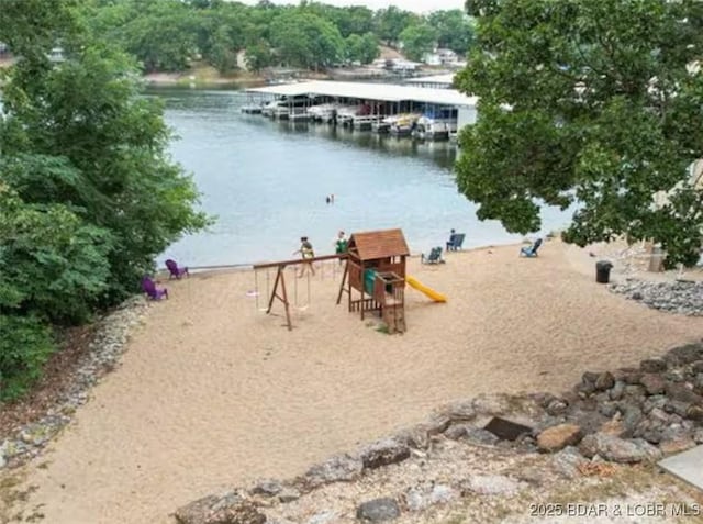 property view of water featuring a dock