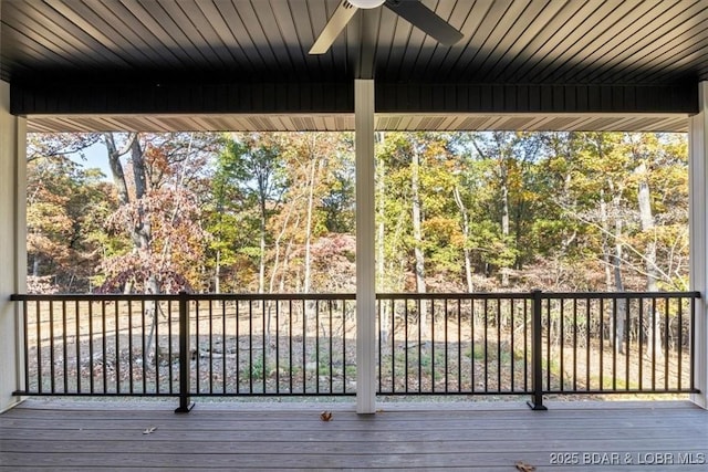 wooden terrace with ceiling fan